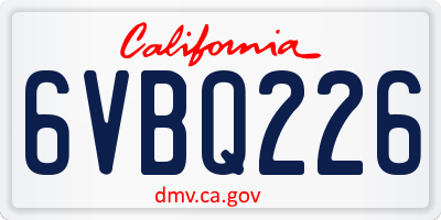 CA license plate 6VBQ226