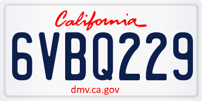 CA license plate 6VBQ229