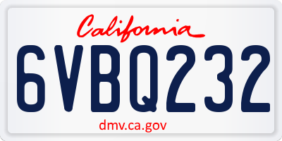 CA license plate 6VBQ232
