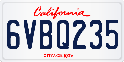 CA license plate 6VBQ235