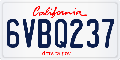 CA license plate 6VBQ237