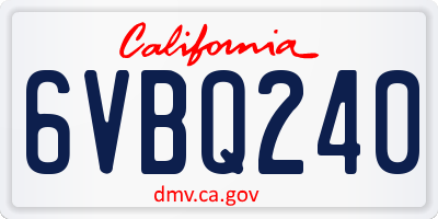 CA license plate 6VBQ240