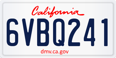 CA license plate 6VBQ241