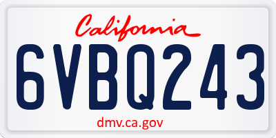 CA license plate 6VBQ243