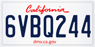 CA license plate 6VBQ244