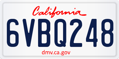 CA license plate 6VBQ248