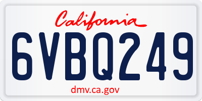 CA license plate 6VBQ249