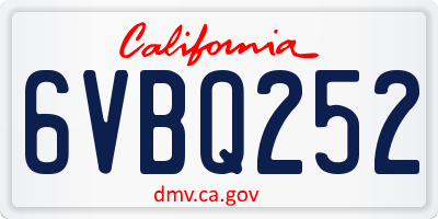 CA license plate 6VBQ252