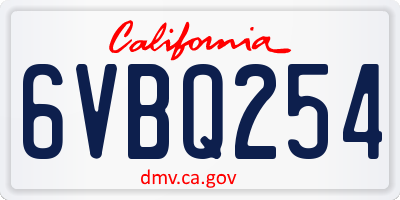 CA license plate 6VBQ254