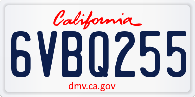 CA license plate 6VBQ255