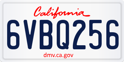 CA license plate 6VBQ256