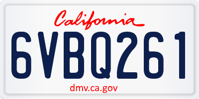 CA license plate 6VBQ261