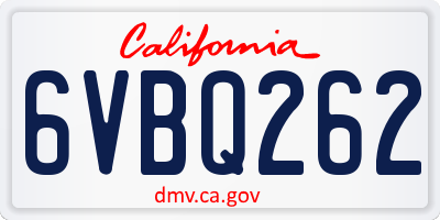 CA license plate 6VBQ262