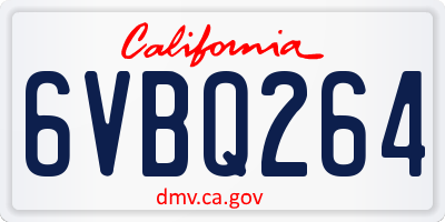 CA license plate 6VBQ264