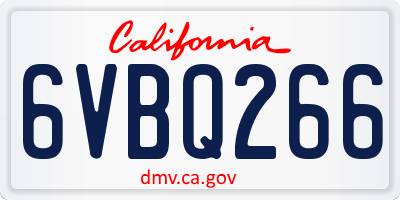 CA license plate 6VBQ266