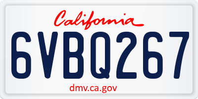 CA license plate 6VBQ267