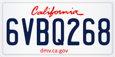 CA license plate 6VBQ268