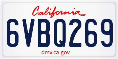 CA license plate 6VBQ269