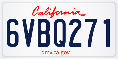CA license plate 6VBQ271
