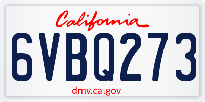 CA license plate 6VBQ273