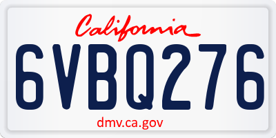 CA license plate 6VBQ276