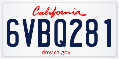 CA license plate 6VBQ281