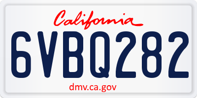 CA license plate 6VBQ282