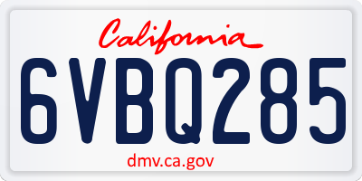 CA license plate 6VBQ285