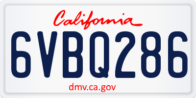 CA license plate 6VBQ286
