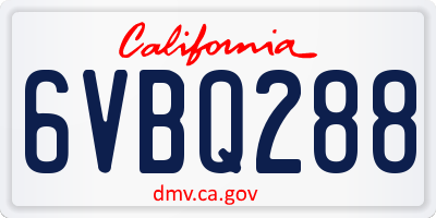CA license plate 6VBQ288