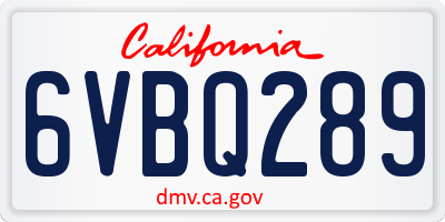 CA license plate 6VBQ289