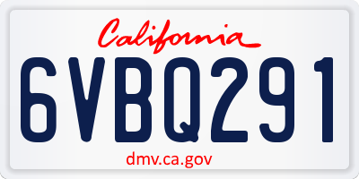 CA license plate 6VBQ291