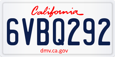 CA license plate 6VBQ292