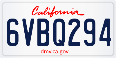 CA license plate 6VBQ294