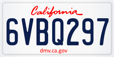 CA license plate 6VBQ297