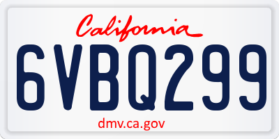 CA license plate 6VBQ299