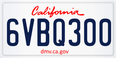 CA license plate 6VBQ300