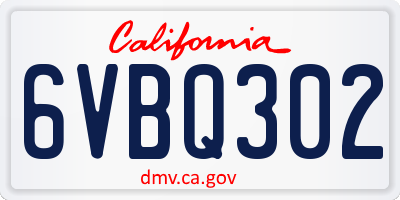 CA license plate 6VBQ302