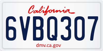 CA license plate 6VBQ307