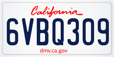 CA license plate 6VBQ309