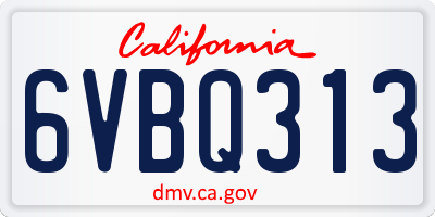CA license plate 6VBQ313