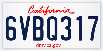 CA license plate 6VBQ317