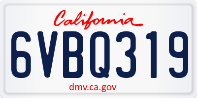 CA license plate 6VBQ319