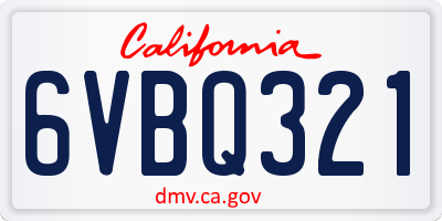 CA license plate 6VBQ321