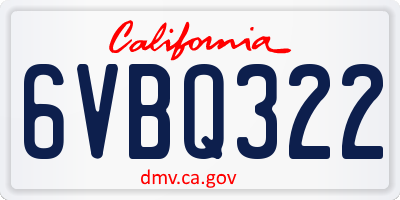CA license plate 6VBQ322
