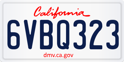 CA license plate 6VBQ323