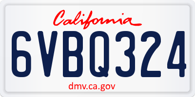CA license plate 6VBQ324