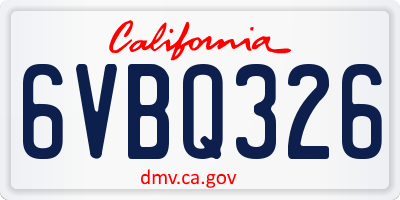 CA license plate 6VBQ326