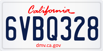 CA license plate 6VBQ328