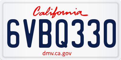 CA license plate 6VBQ330